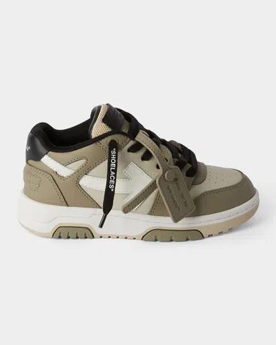 OFF-WHITE BOY'S OUT OF OFFICE LEATHER SNEAKERS, KIDS