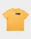 Off-white Type Graphic Yellow T-shirt With Logo Print On Chest And Back In Cotton Boy In Yellow Black
