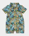 Off-white Boy's Watercolor Logo Cotton Romper In Multicolor