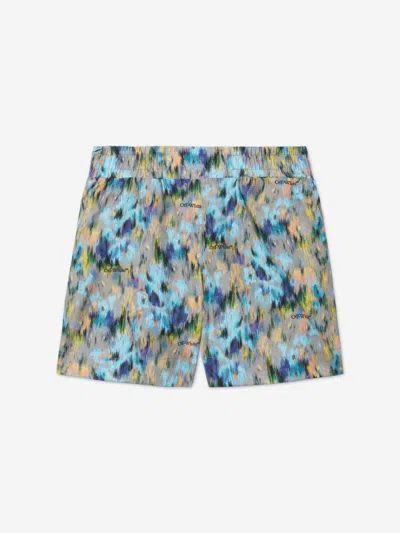 Off-white Kids' Watercolor Shorts In 蓝色
