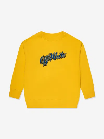 Off-white Baseball Logo Cotton Sweatshirt In Yellow
