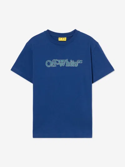 Off-white Babies'  Boys Big Bookish Crackle Logo T-shirt In Blue