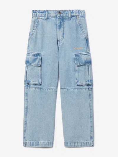 OFF-WHITE OFF-WHITE BOYS BOOKISH DIAG DENIM CARGO PANTS