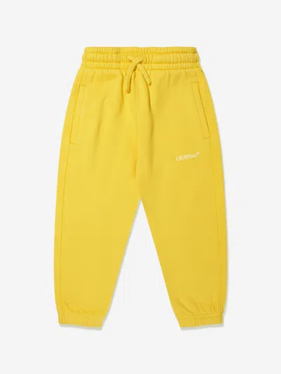 Off-white Kids' Boys Bookish Diag Joggers In Yellow