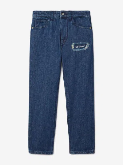 OFF-WHITE OFF-WHITE BOYS BOOKISH PATCH REGULAR JEANS