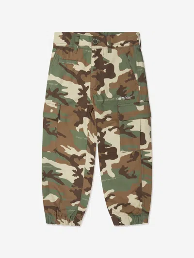 Off-white Kids' Boys Camouflage Diag Cargo Pants In Green