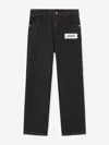 Off-white Boys Diagonal Sponge Denim Jeans In Black