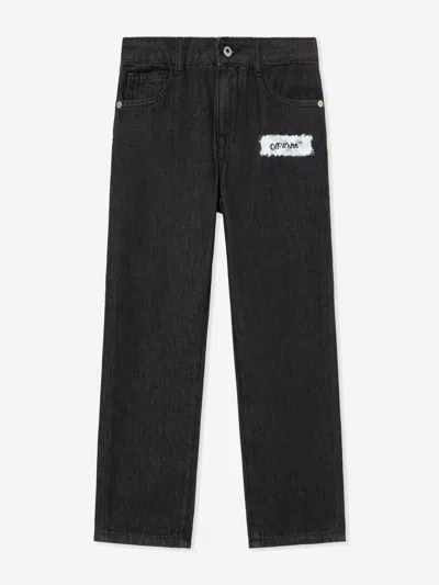 Off-white Kids'  Boys Diagonal Sponge Denim Jeans In Black