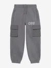 Off-white Boys Garment Dyed Cargo Joggers In Gray