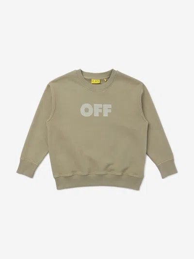 Off-white Kids'  Boys Garment Dyed Sweatshirt In Green