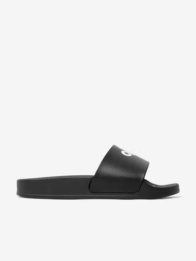 Off-white Kids Black Pool Slides In Black White