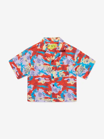 Off-white Kids' Boys Puzzleflage Bowling Shirt In Multicoloured