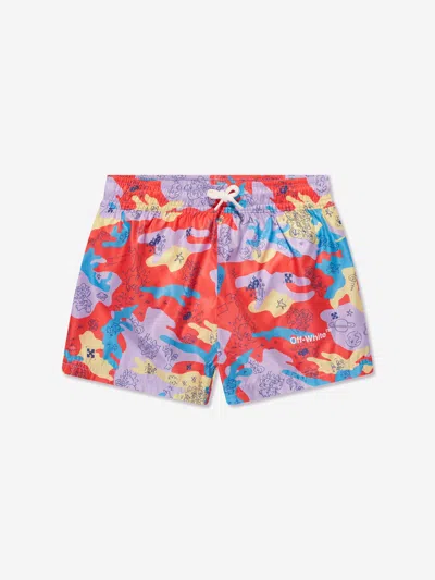 Off-white Kids' Boys Puzzleflage Swim Shorts In Multicoloured
