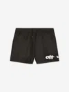 Off-white Kids Black Off Split Swim Shorts In Black
