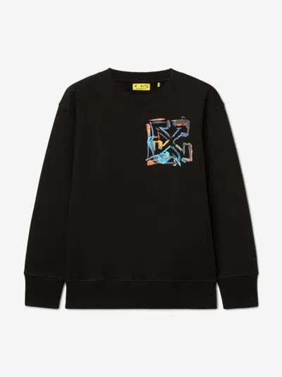 Off-white Kids'  Boys Watercolour Sweatshirt In Black