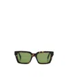 Off-white Sculpted Square Frame Sunglasses With Uv Protection In Green