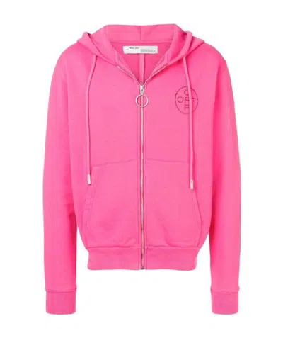 Off-white Bright Diamond Zipper Casual Jacket In Pink