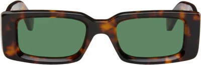 Off-white Brown & Black Arthur Sunglasses In Havana - Green