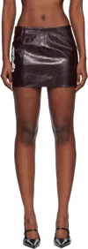 Off-white Brown Crinkle Coated Miniskirt In Brown