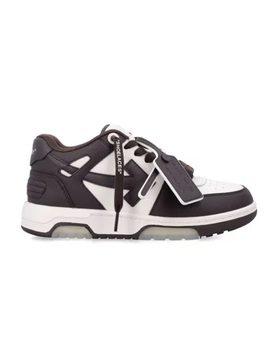 OFF-WHITE BROWN LEATHER SNEAKERS