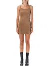 Off-white Logo Printed Mini Dress In Brown