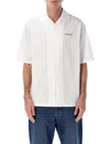 Off-white Brush Arrow Poplin Bowling Shirt With Embroidered Logo In White