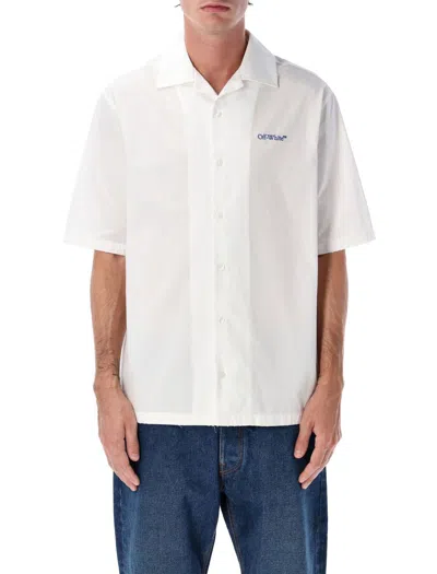 Off-white Arrow Design Short Sleeve Bowling Shirt In White