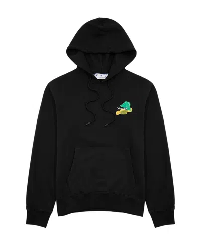 Off-white Brush Arrow Cotton Hoodie In Black