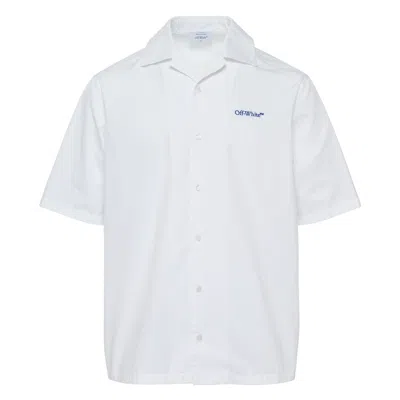 Off-white Brush Arrow Poplin Bowling Shirt In White