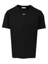 Off-white Short-sleeve Black T-shirt With Abstract Brushstroke Design In Black