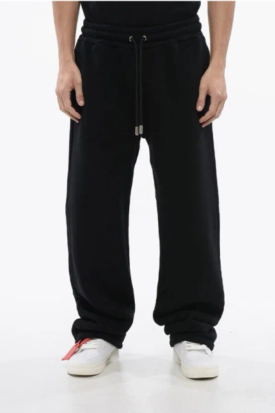 Off-white Brushed Cotton Bandana Embroidered Joggers In Black