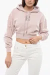 Off-white Bling Leaves Arrow Crop Hoodie In Pink