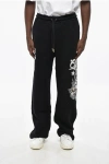 Off-white Brushed Cotton Dragon Sweatpants With Print In Black