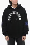 Off-white Brushed Cotton Football Printed Hoodie In Black