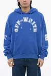 Off-white Brushed Cotton Football Printed Hoodie In Blue