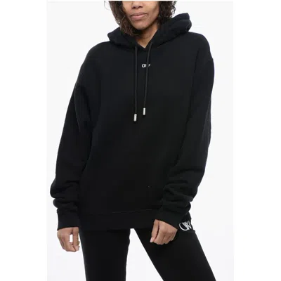 Off-white Brushed Cotton Hoodie Embroidered On The Back