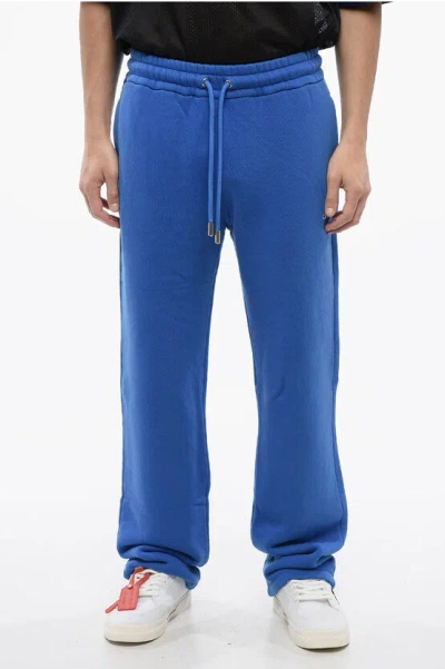 Off-white Brushed Cotton Joggers With Bandana Embroidery In Blue