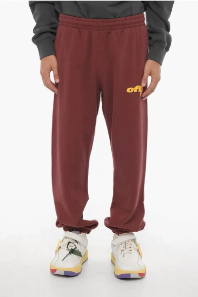 Off-white Brushed Cotton Joggers With Drawstring Waist In White