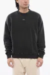 Off-white Brushed Cotton Printed Mary Crewneck Sweatshirt In Grey