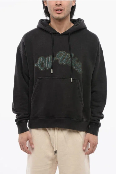 OFF-WHITE BRUSHED COTTON SKATE-FIT BACCHUS PRINTED HOODIE