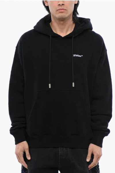 OFF-WHITE BRUSHED COTTON SKATE FIT TATTOO ARROW HOODIE