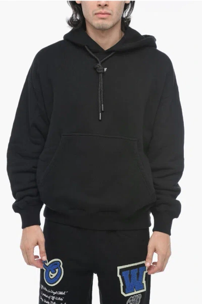 Off-white Brushed Cotton Skate Sweatshirt With Over Fit In Black