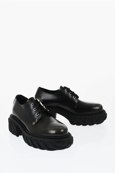 Off-white Brushed Leather Exploration Derby With Chunky Sole