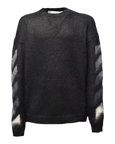 Off-white Long Sleeve Crew-neck Sweater In Heather Grey