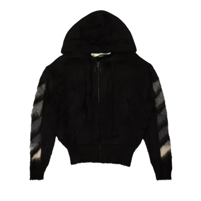 Pre-owned Off-white Brushed Mohair Zip Hoodie 'black'