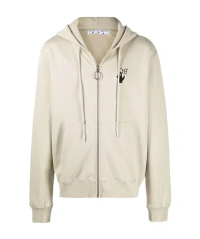 Off-white Bubble Arrow-logo Slim Zip-front Hoodie In Nude