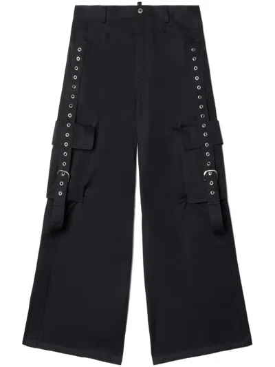 Off-white Buckles Cotton Cargo Pants In Black No Col