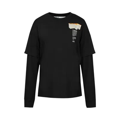 Pre-owned Off-white Building Double Sleeve Tee 'black Multi Color'