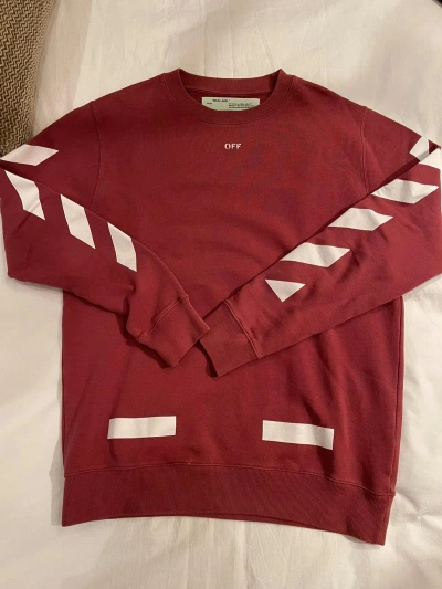 Pre-owned Off-white Burgundy ‘seeing Things' Arrow Crewneck Sweater
