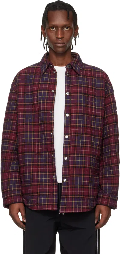 Off-white Padded Check Cotton Shirt Jacket With Logo In Multi